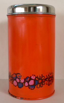 ac0112オランダのレトロなオレンジ色ビスケット缶 Ｌ