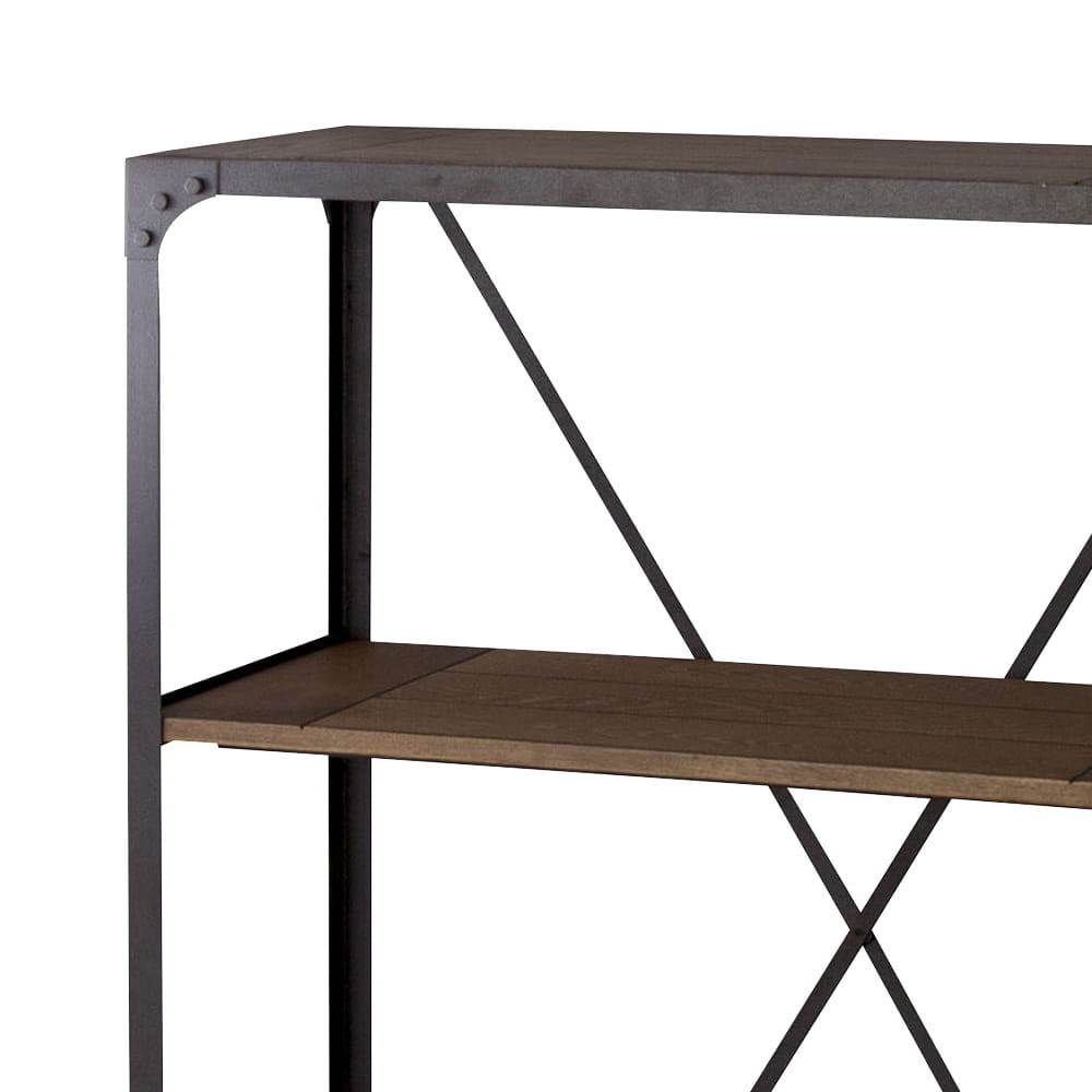 黒スチールと木板の棚