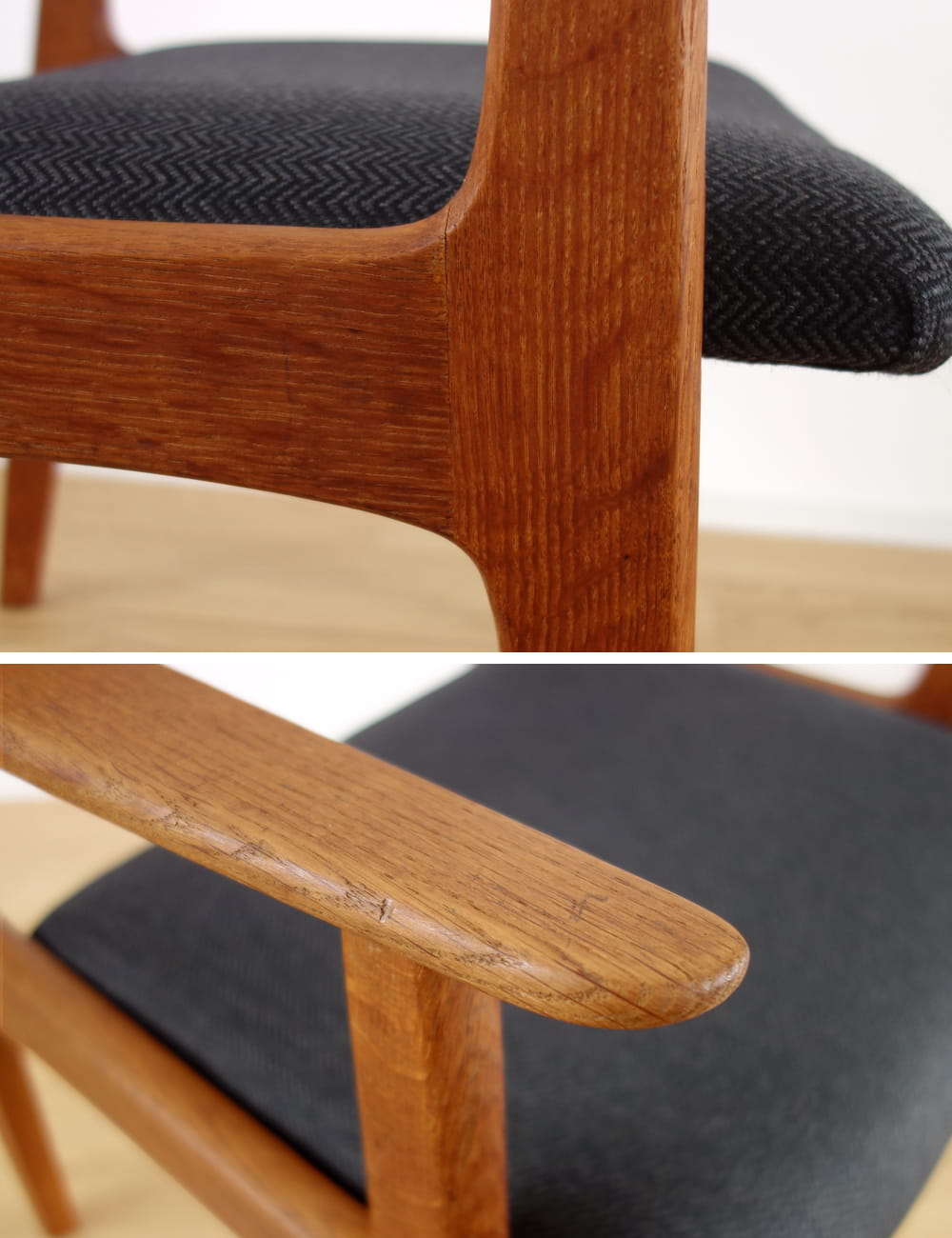 北欧ネイビー椅子アームレスト左