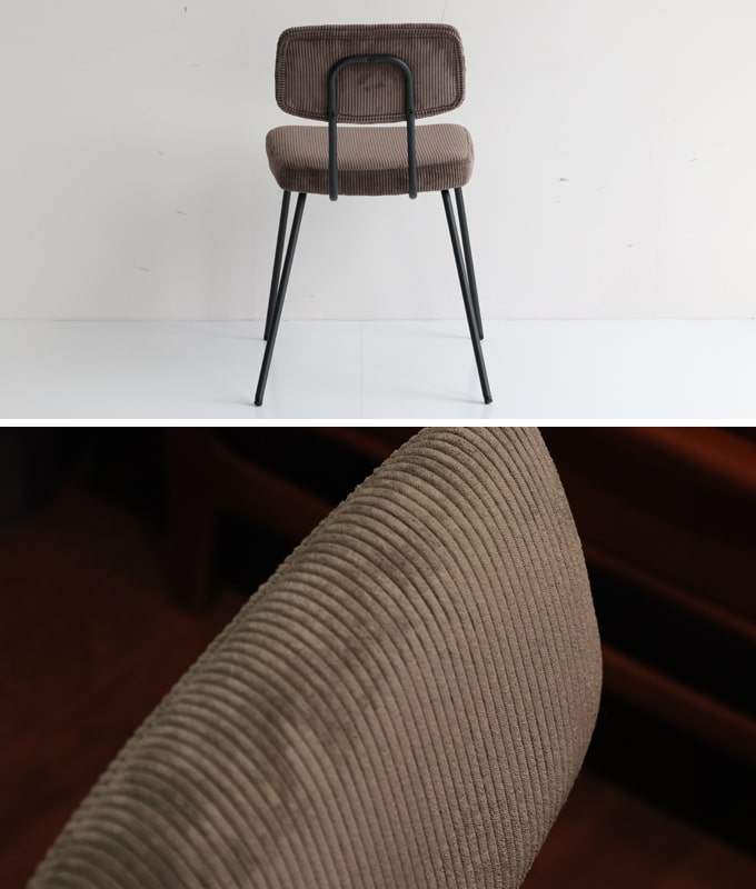茶色いコーデュロイのレトロな椅子