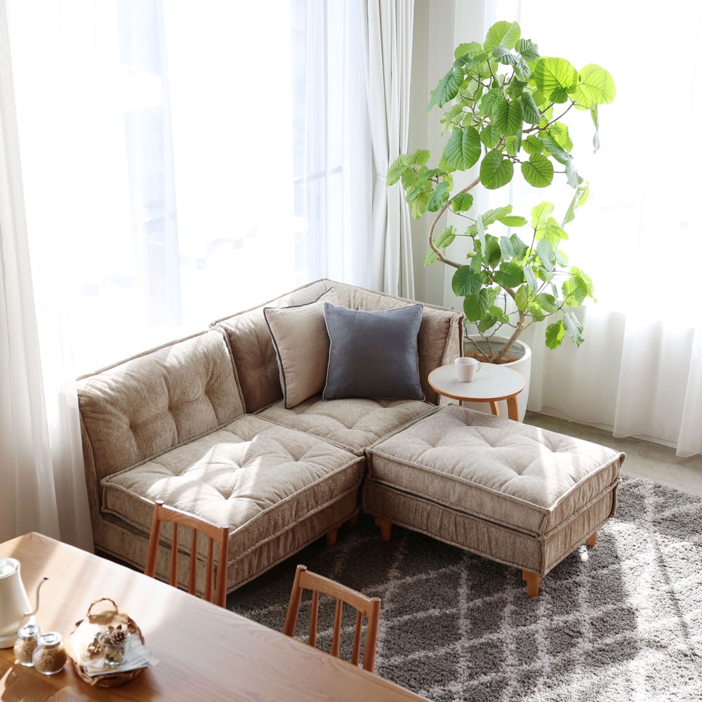 カウチにもなるシングルソファ3Pセット