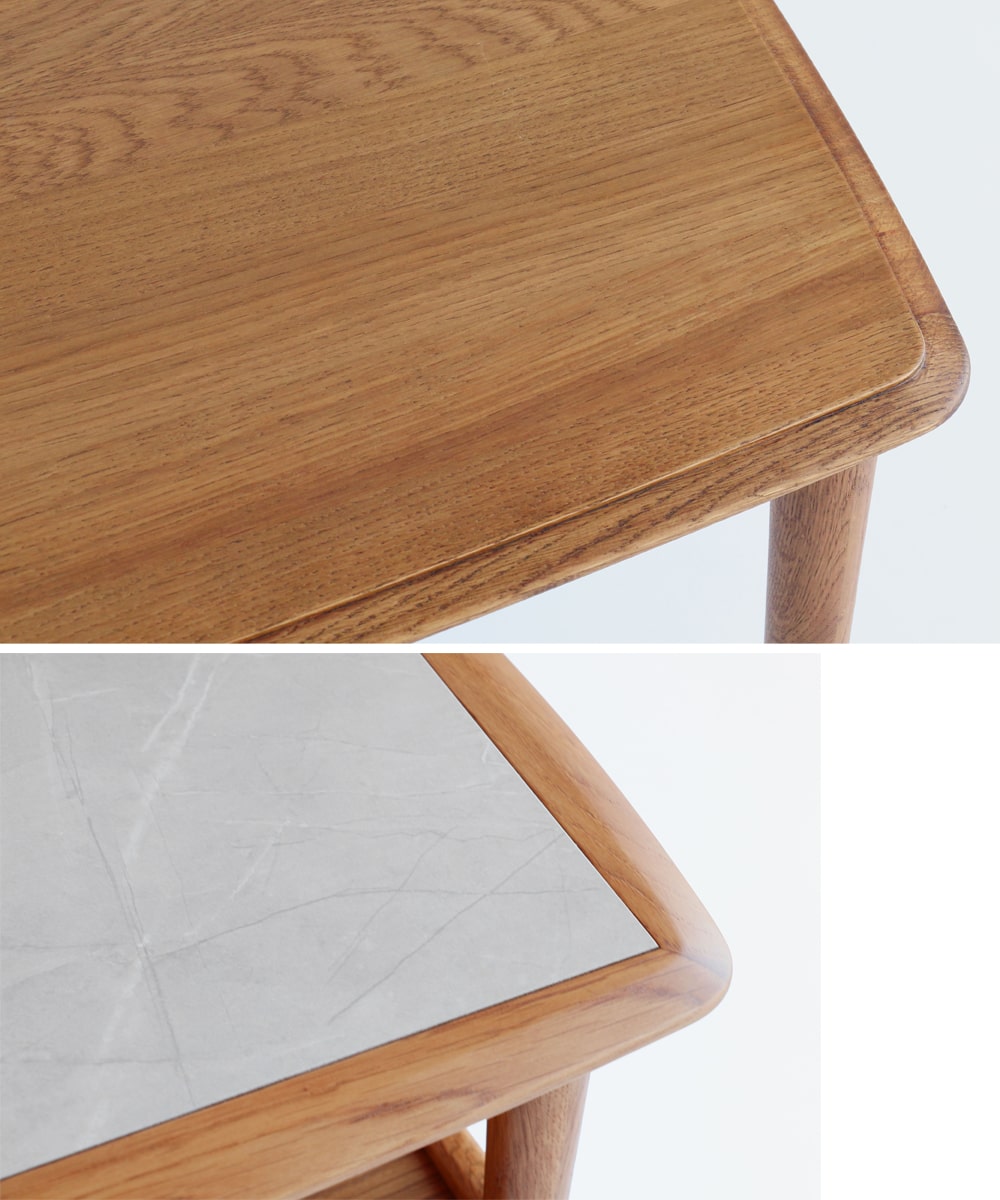 テーブル大はオークで小は石目調