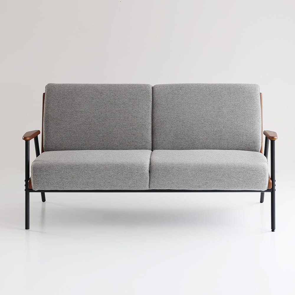 グレーの鉄脚２シーターソファ