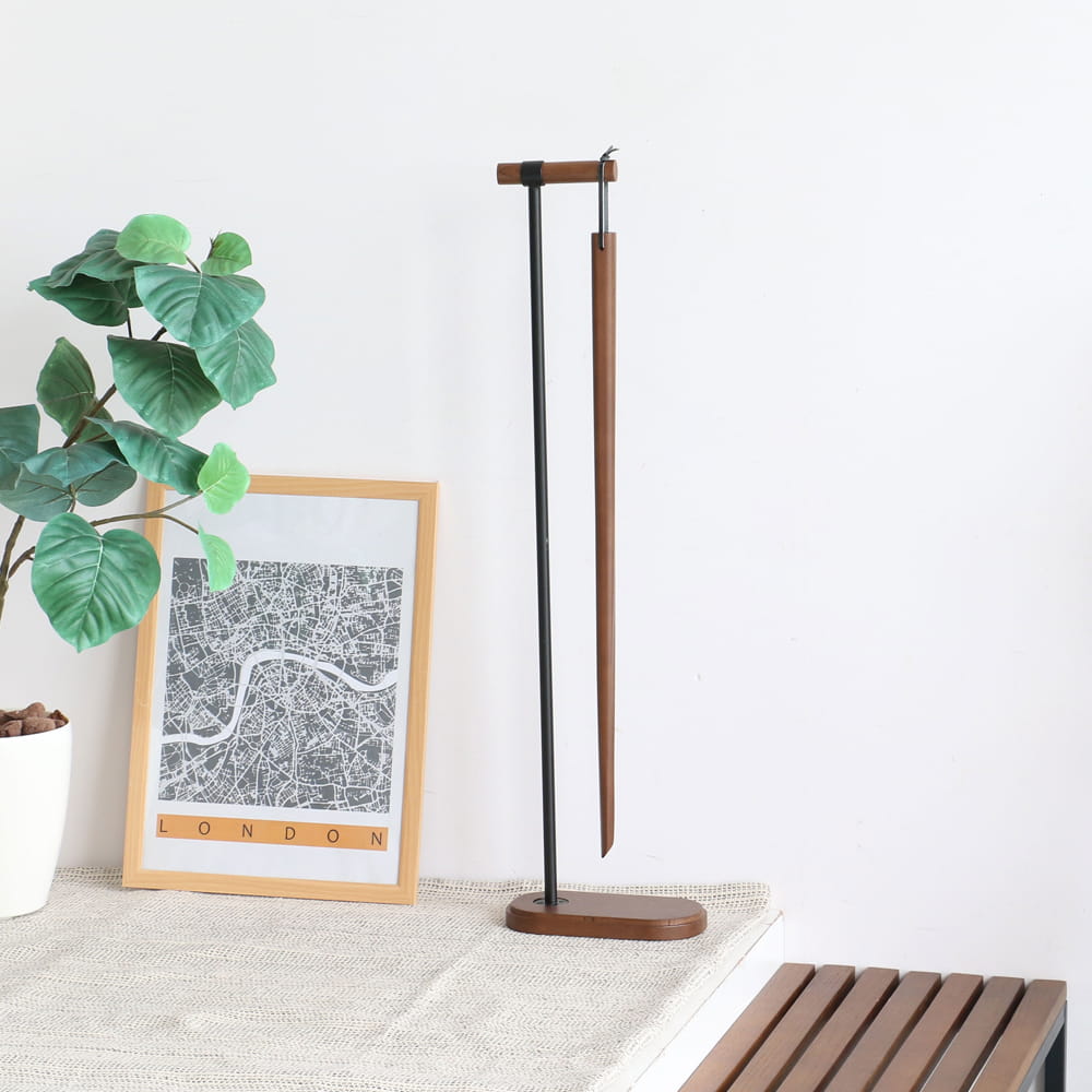 天然木シューホーン(靴ベラ)スタンド付き