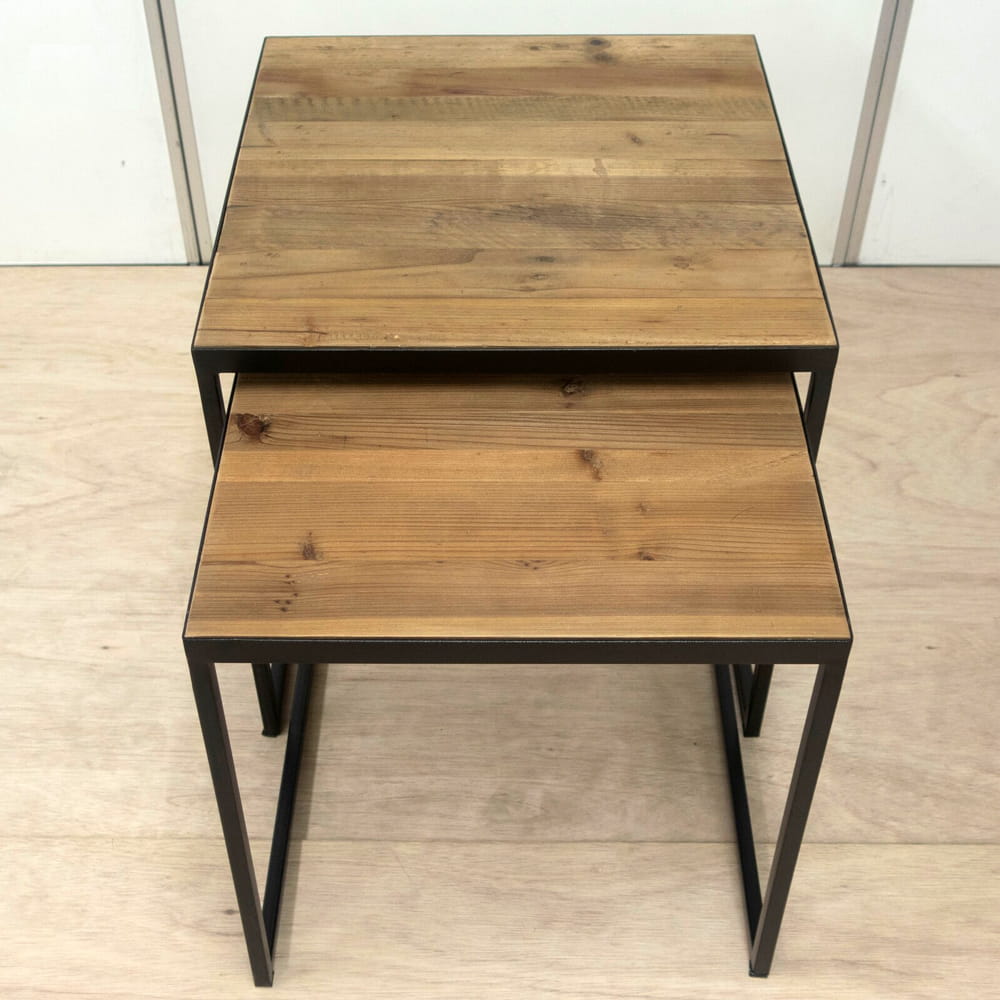 味わい深い古材のサイドテーブル２個セット