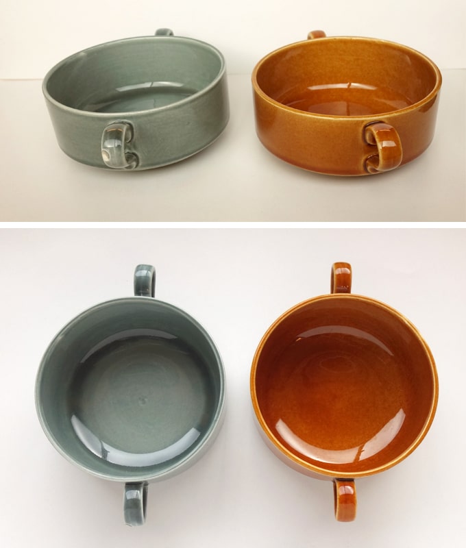 ヴィンテージ陶器スープカップ　2色セット