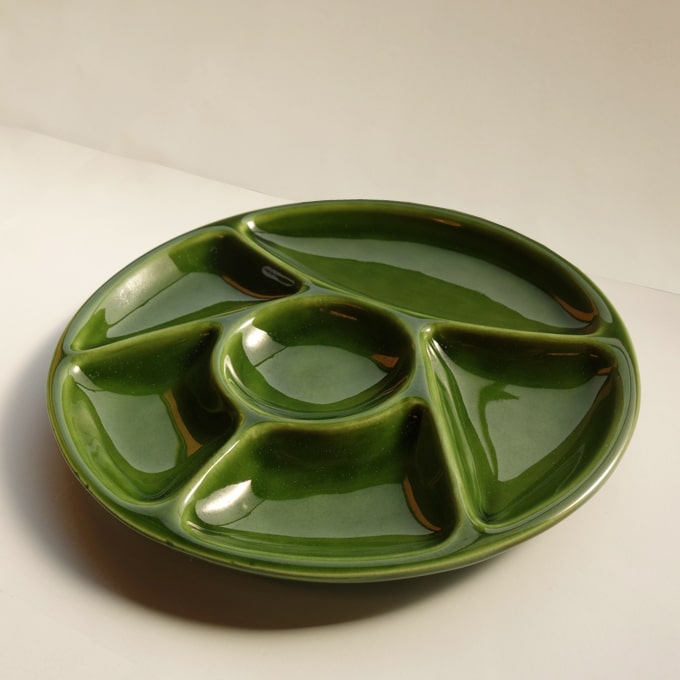 ビンテージ陶器モーニングプレート　グリーン