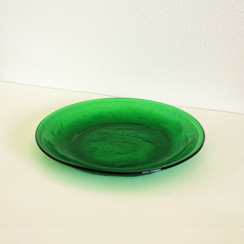 ビンテージガラス皿arcorocグリーン